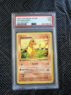 1999 1st Edition Charmander Pokemon Game Base Set #46 PSA 7 NM - Image 1
