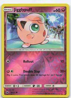Jigglypuff 71/111 Common Reverse Holo SM - Crimson Invasion NM/LP Pokemon - Image 1