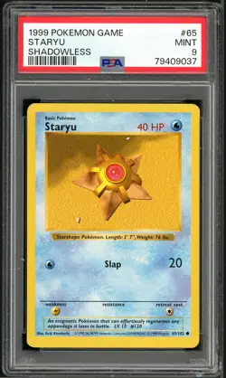 PSA 9 Base Set Shadowless Staryu 65/102 Pokemon Cards 1999🔥 - Image 1