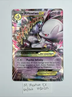 Pokemon M Mega Mewtwo EX Ultra Rare Holo TCG Card 64/162 XY Breakthrough - Image 1
