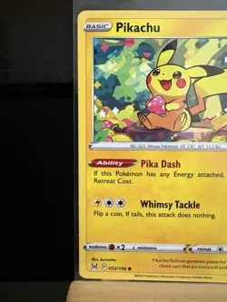 PIKACHU - 52/196 Lost Origina -l NM - Regular Common - Pokemon TCG Card - Image 2