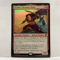 MTG Brallin, Skyshark Rider Magic: The Gathering Commander 2020 Mythic Foil #004 - Image 1