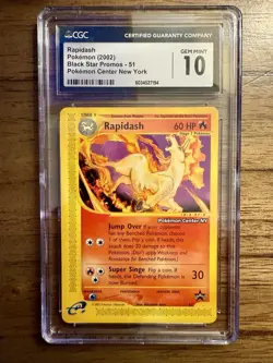 Pokemon TCG Rapidash 51 Pokemon Center NY Stamp 2002 WOTC Promo CGC GEM MINT 10 - Image 1