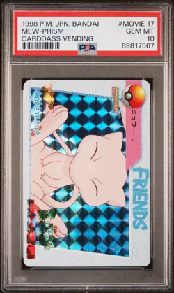 1998 POKEMON JPN BANDAI CARDDASS VENDING #MOVIE 17 MEW-PRISM PSA 10 - Image 1
