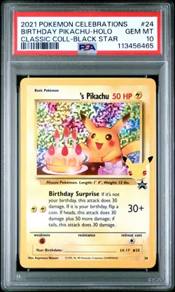 2021 POKEMON CELEBRATIONS CLASSIC COLL #24 BIRTHDAY PIKACHU-HOLO PSA 10 - Image 1