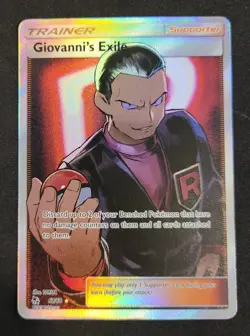 POKEMON HIDDEN FATES GIOVANNI'S EXILE FULL ART 67/68 TCG HOLO - Image 1