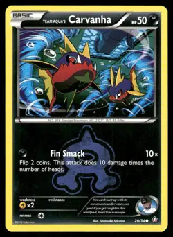 Pokemon Tcg Team Aqua's Carvanha #20 Pokemon Double Crisis LP - Image 1