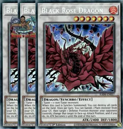 Yugioh! 3x Black Rose Dragon RA04-EN057 Collector's Rare 1st Ed NM - Image 1