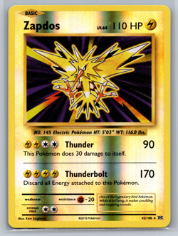 Zapdos Reverse Holo 42/108 Pokemon Tcg Card Evolutions 42/108 LP - Image 1