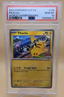 Pikachu 2024 World Championship Promo Card #190 PSA 10 - Image 1