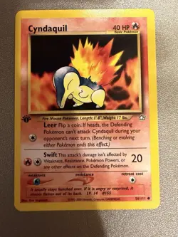 Pokemon Neo Genesis First Edition Cyndaquil Card 56/111 - Image 1