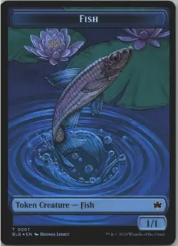 Fish // Iridescent Vinelasher Double-Sided Token #7 // 12 (Foil) NM Bloomburrow - Image 1