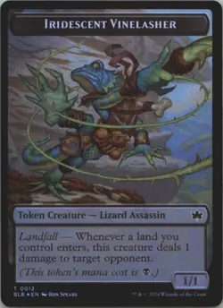 Fish // Iridescent Vinelasher Double-Sided Token #7 // 12 (Foil) NM Bloomburrow - Image 2