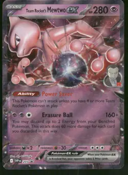 Team Rocket's Mewtwo ex 205 Promo Holo NM Pokemon SV: Scarlet & Violet Promo Car - Image 1