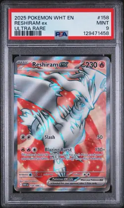 2025 POKEMON WHT EN-WHITE FLARE 158 RESHIRAM EX ULTRA RARE PSA 9 - Image 1