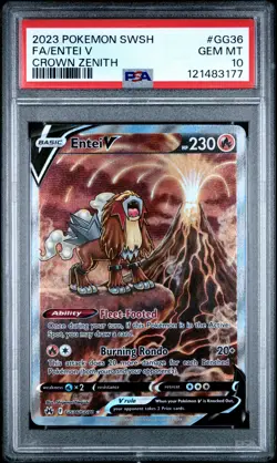 2023 POKEMON SWORD & SHIELD CROWN ZENITH #GG36 FULL ART/ENTEI V PSA 10 - Image 1