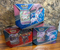 Brand New Pokemon TCG V Heroes Tin Set Sylveon, Umbreon & Espeon Eeveelutions - Image 1