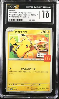 CGC 10 Graded Pokemon Pikachu 020/m-p Mcdonald's Promotion Japanese - Image 1