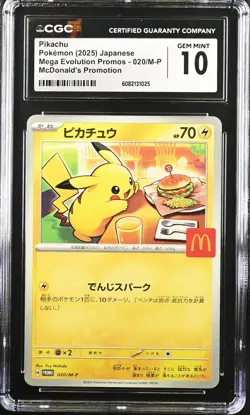 CGC 10 Graded Pokemon Pikachu 020/m-p Mcdonald's Promotion Japanese - Image 1