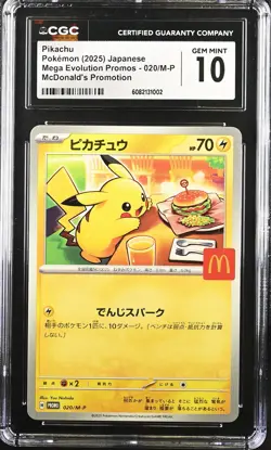 CGC 10 Graded Pokemon Pikachu 020/m-p Mcdonald's Promotion Japanese - Image 1