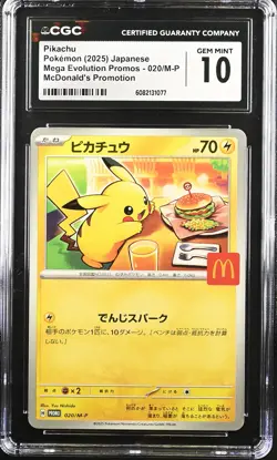 CGC 10 Graded Pokemon Pikachu 020/m-p Mcdonald's Promotion Japanese - Image 1