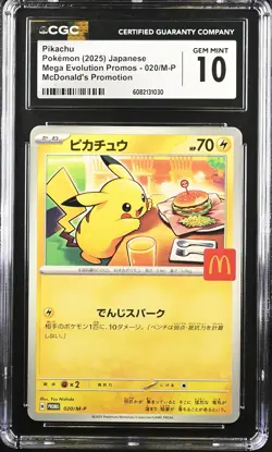 CGC 10 Graded Pokemon Pikachu 020/m-p Mcdonald's Promotion Japanese - Image 1
