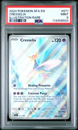 2024 POKEMON SFA EN-SHROUDED FABLE ILLUSTRATION RARE #071 CRESSELIA PSA 9 - Image 1