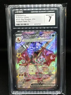 Pokemon 2024 Charizard Ex Black Star Promo Paldean Fates Tin CGC 7 - Image 1