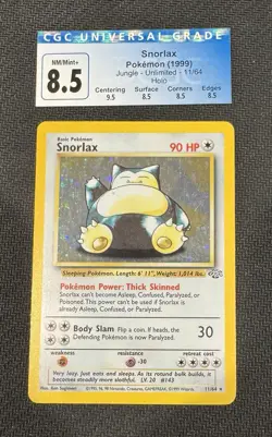 Pokemon TCG Snorlax #11/64 Jungle Holo Rare CGC 8.5 - Image 1