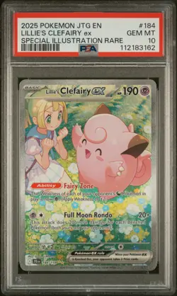 2025 POKEMON JTG EN-JOURNEY TOGETHER #184 LILLIE'S CLEFAIRY EX PSA 10 - Image 1