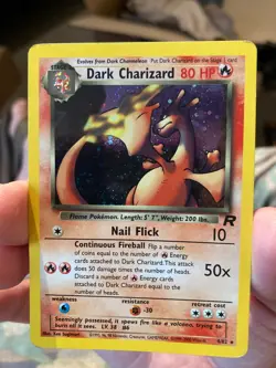 *Swirl Pokemon Dark Charizard Holo Rare TCG Unlimited Card 4/82 Team Rocket - Image 1