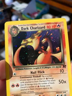 *Swirl Pokemon Dark Charizard Holo Rare TCG Unlimited Card 4/82 Team Rocket - Image 4