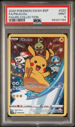 2020 POKEMON SWSH PROMO FIGURE COLLECTION #020 FULL ART/PIKACHU PSA 9 - Image 1