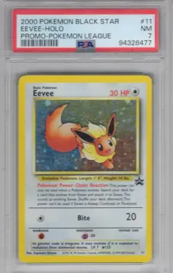 2000 POKEMON BLACK STAR EEVEE HOLO PROMO POKEMON LEAGUE #11 PSA 7 NM - Image 1