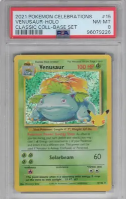 2021 POKEMON CELEBRATIONS VENUSAUR HOLO CLASSIC BASE SET #15 PSA 8 NM-MT - Image 1