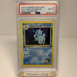 2000 Pokemon 1st Edition Giovanni’s Gyarados Holo Rare 5/132 Gym Challange PSA 8 - Image 1
