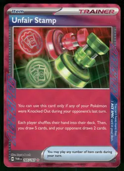 Unfair Stamp 165/167 ACE SPEC Rare Holo NM Pokemon SV06: Twilight Masquerade - Image 1