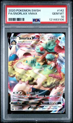 2020 POKEMON SWORD & SHIELD #142 FULL ART/SNORLAX VMAX PSA 10 - Image 1