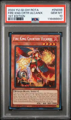 2024 YU-GI-OH! ROTA-RAGE OF THE ABYSS 1ST ED FIRE KING COURTIER ULCANIX PSA 10 - Image 1
