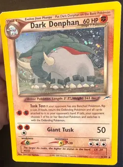 Dark Donphan SWIRL! 3/105 Neo Destiny Pokemon Card Vintage WOTC Holo Rare - Mp - Image 2