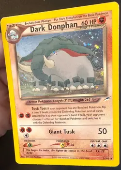 Dark Donphan SWIRL! 3/105 Neo Destiny Pokemon Card Vintage WOTC Holo Rare - Mp - Image 3
