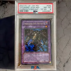 2002 Yugioh Thousand Eyes Restrict PSV-084 1st Edition PSA 8 Ultra Rare card - Image 1