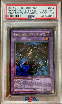 2002 Yugioh Thousand Eyes Restrict PSV-084 1st Edition PSA 8 Ultra Rare card - Image 2