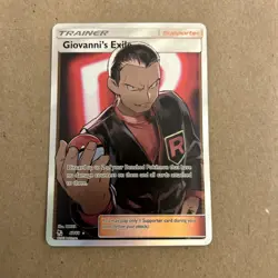 Pokemon TCG Giovanni's Exile Trainer Full Art Ultra Rare Card 67/68 Hidden Fates - Image 1