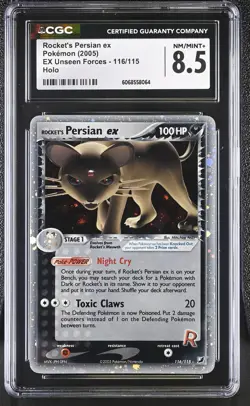 CGC 8.5 Rocket's Persian ex 2005 EX Unseen Forces 116/115 Holo Pokemon Card - Image 1