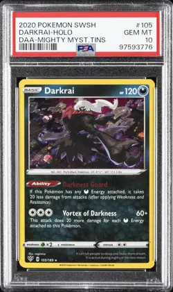 2020 POKEMON SWORD & SHIELD DARKNESS ABLAZE #105 DARKRAI-HOLO PSA 10 - Image 1
