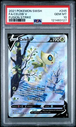 2021 POKEMON SWORD & SHIELD FUSION STRIKE #245 FULL ART/CELEBI V PSA 10 - Image 1