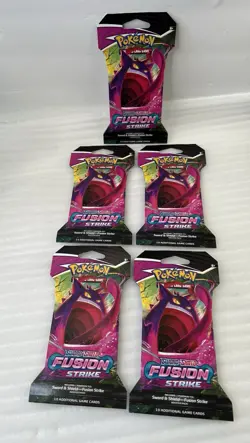 Pokemon TCG Fusion Strike Sleeved Booster Pack Factory Sealed, Lot Of 5-packs - Image 1