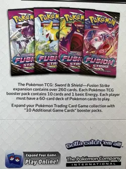 Pokemon TCG Fusion Strike Sleeved Booster Pack Factory Sealed, Lot Of 5-packs - Image 4
