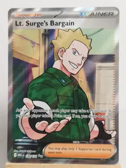 Pokemon TCG Ultra Rare Trainer Lt. Surge's Bargain #170/132 Mega Evolution - Image 1